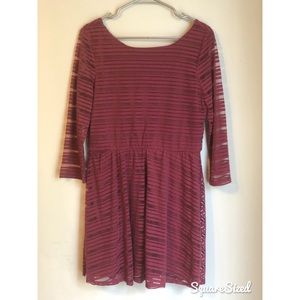 NWT Lily Rose stripe maroon/purple dress XL